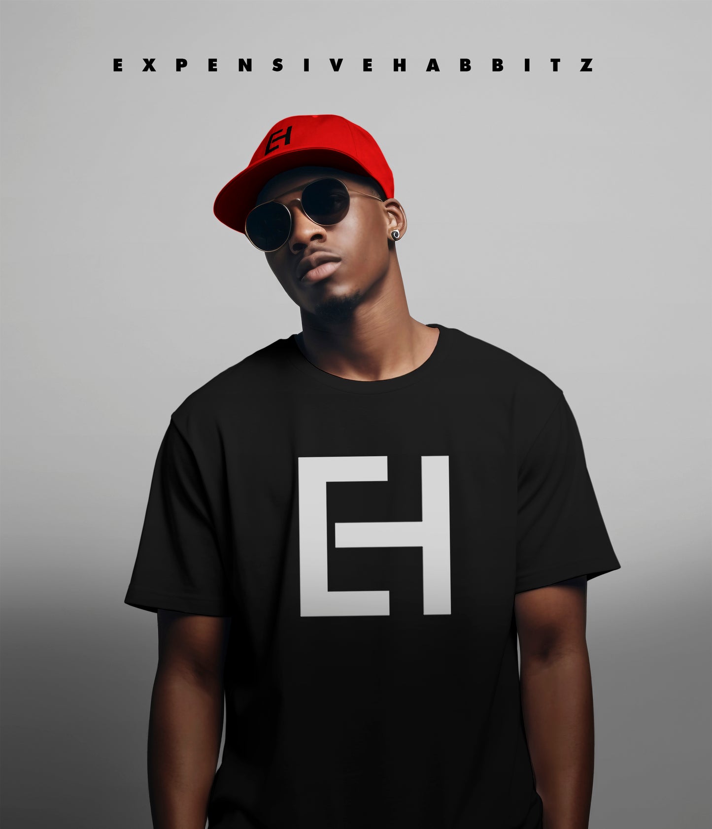 Expensive Habbitz “EH” Black Cotton Men's Tee